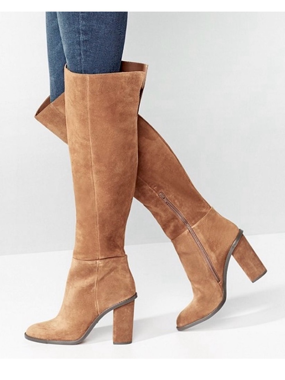 Gianni Bini Barrine Tan Over The Knee Suede Boots Size 5.5